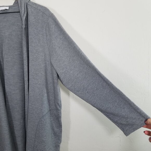 Pure Jill Hooded Open Front Cardigan with Pockets Gray Size 3X - Picture 3 of 7
